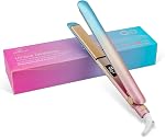DORISILK Ceramic Flat Iron Hair Straightener and Curler 2 in 1, Fer Plat Professionnel Salon 230℃, Dual Voltage Lisseur Cheveux for Hair, 30s Fast Heat Fer a Lisser 1 Inch for Women Girls, Pink Blue