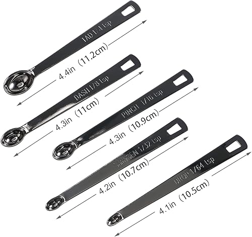 Miniatura 9 de Juego de 5 cucharas medidoras  Mini cucharas medidoras doradas, cucharadita medidora para ingredientes secos o líquidos, pequeñas cucharas medidoras