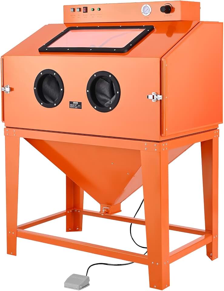 VEVOR Heavy Duty Sandblasting Cabinet Kit, Industrial-Grade Steel Sand Blasting Cabinet with Dual Blasting Guns & 1.6HP Dust Collector for Oversized Parts Surface Finishing, Rust Removal