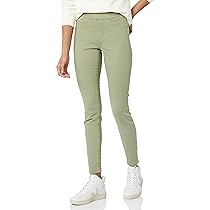 Amazon Essentials Jegging Elasticizzato Senza Zip a Vita Media – colori fuori produzione Donna, Verde Salvia Chiaro, 50