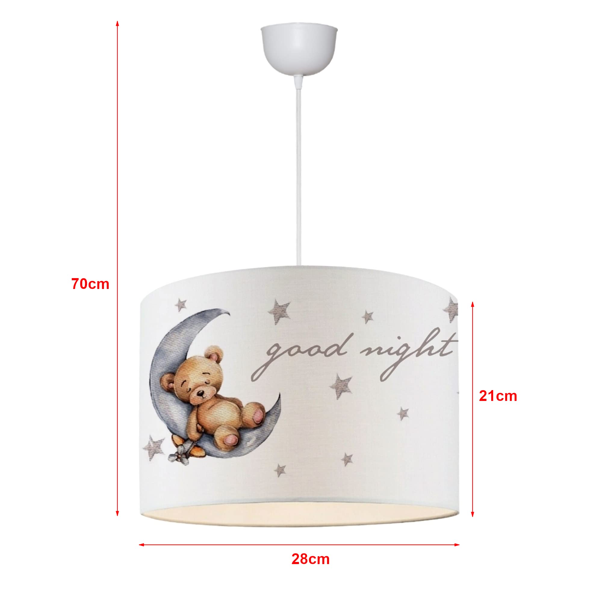[lux.pro] Lampa wisząca Rugby E27 biała z motywem misia pluszowego