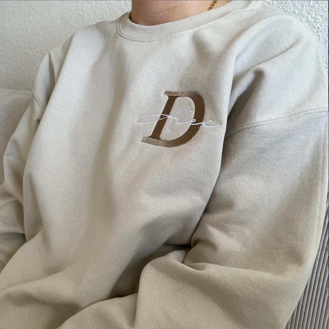 GABITA Personalized Couples Embroidered Hoodies Sweatshirt Custom Name Shirt for Girlfriend Boyfriend Valentine Days Wife Gift Sand - Image 3