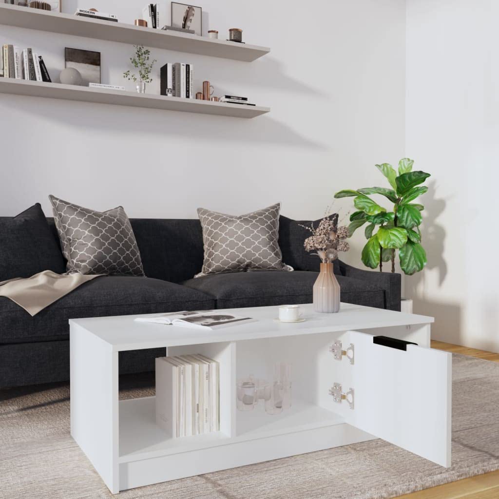 vidaXL Stolik kawowy, biały 102x50x36 cm, materiał drewnopochodny, stolik do salonu, stolik przed kanapę, stolik na telefon, stoliki do salonu