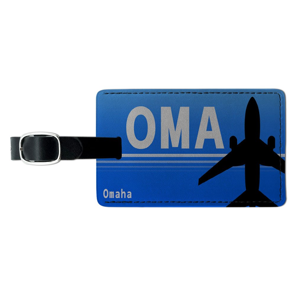 GRAPHICS & MOREOmaha Ne (Oma) Airport Code Leather Luggage Id Tag Suitcase Carry-on, Black