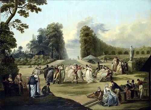 MockE Wall Art Print Canvas Prints Artwork Famous Ball in the Tivoli Gardens Paris by Francois Louis Joseph Watteau for Hallway Decor 60x90cm