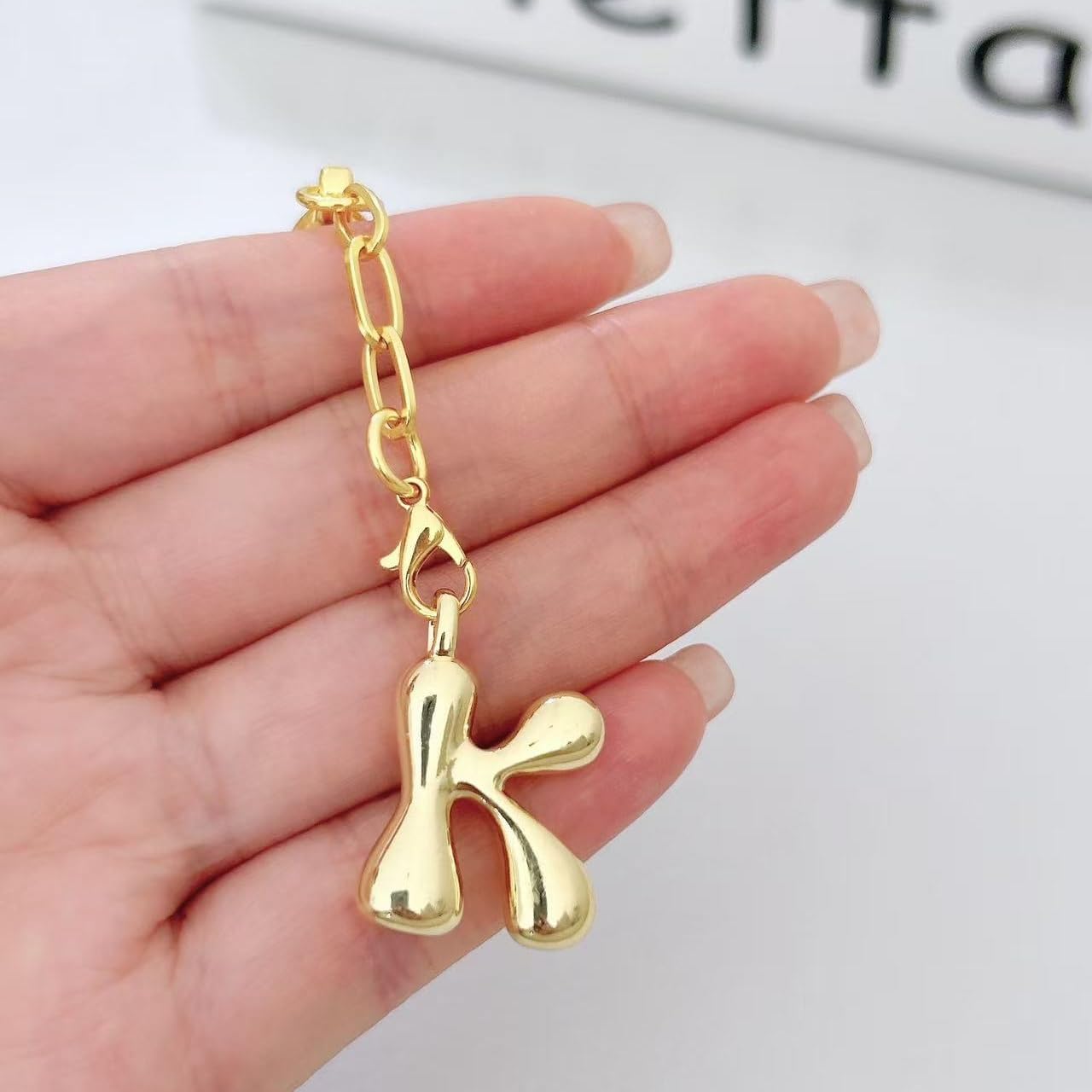 Initial Letter Keychain Gold Bubble Keychain for Women Cute Heart Key Chain for Handbag Backpack Bag Charm - Image 2