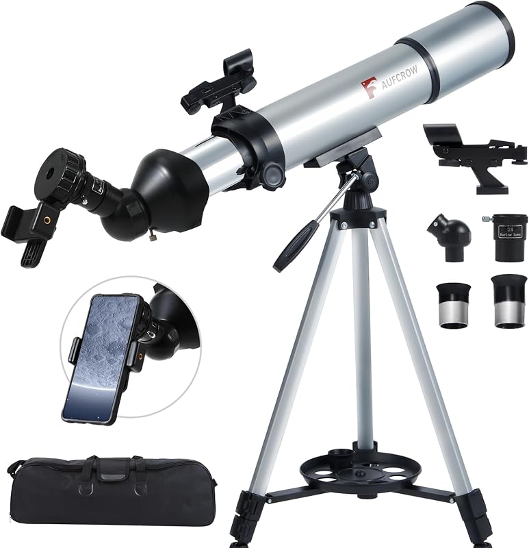Telescope for Adults – 80mm Refractor Telescope with 600mm Focal Length, Tripod, Barlow Lens & Phone Adapter High Powered Astronomical Telescopes for Beginners, Telescopio para Adults