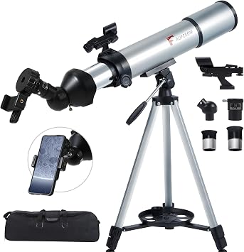 Telescope for Kids & Adults 80mm Refractor Telescope with 600mm Focal Length, Tripod, Barlow Lens & Phone Adapter High Powered Astronomical Telescopes for Beginners, Telescopio para Adults