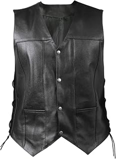 Motorcycle Leather Vest Men's Sleeveless V Neck Men's Vests Button Down Motorcycle Jacket Sleeveless Men's Jacket Windproof Autumn Comfortable Men's Suit Vests Undershirt Business Leisure M-4XL
