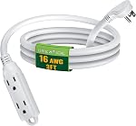 10 Ft Flat Plug Extension Cord,16/3 SJT Indoor Low Profile 3 Outlets Extension Cable with 45° Angled Flat Plug, Multiple Outlets Extension Cord, Black