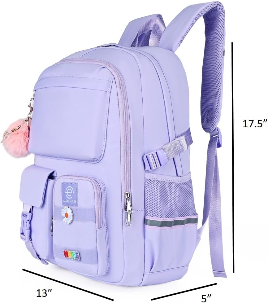 School Backpack for Girls & Women, Bookbag for Middle School & College, Large Travel Daypack for Laptop (Purple)