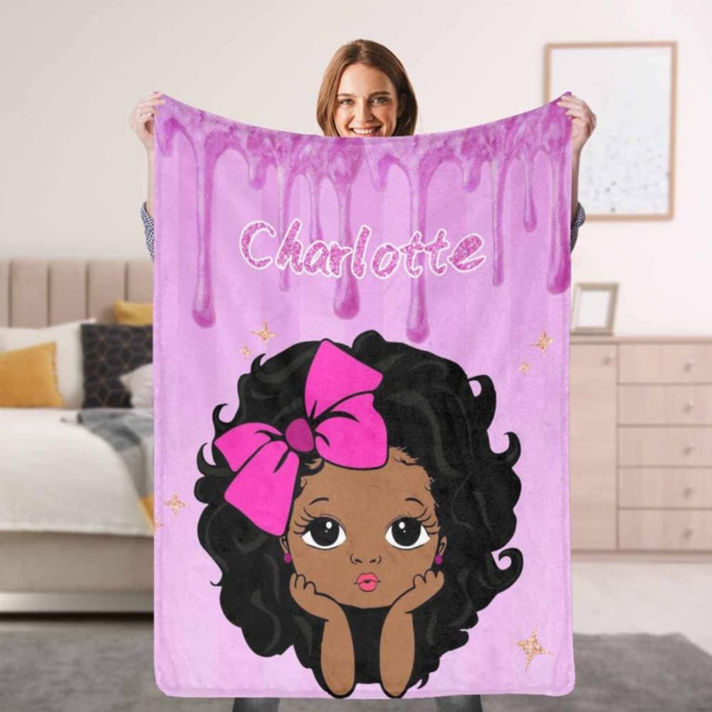 YESCUSTOM Personalized Black Girls Magic Blanket, Custom American African Throw