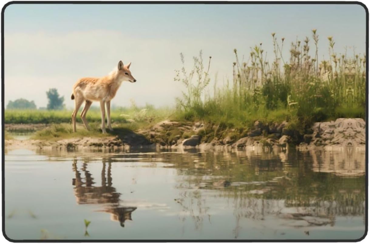 Clear River Picture Anti-Slip Floor mat Carpet Rug 72"x48" for Living Room Office Coffee Table Bed Balcony