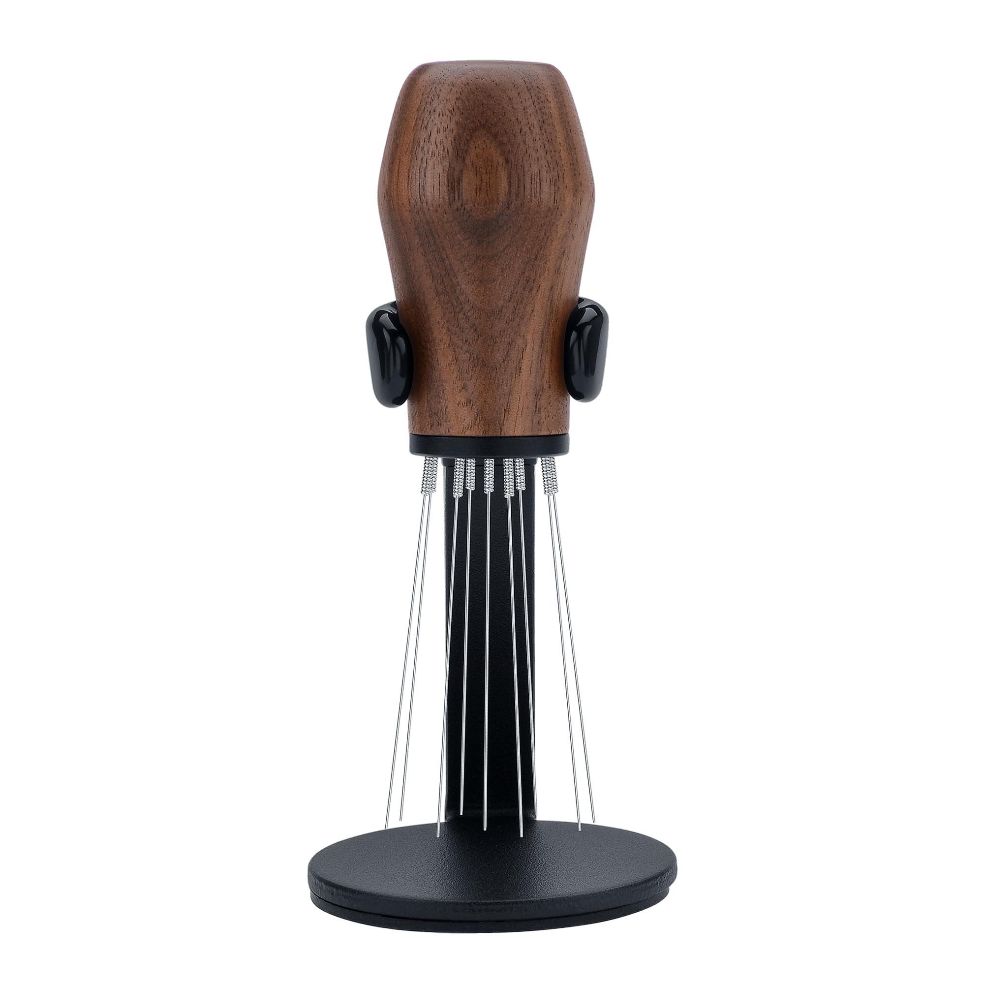 Normcore WDT Outil de distribution avec support V3, technique de distribution Weiss, agitateur à expresso à aiguilles 9 broches, manche en bois de noyer américain