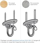 SELEWARE 2 Pack 2000 lb Capacity Stainless Steel 180° Swing Hangers Heavy Duty Swing Hooks for Concrete Ceiling Wooden Hanging Hardware for Por Porch Playground Hammock Gym Swing Sets