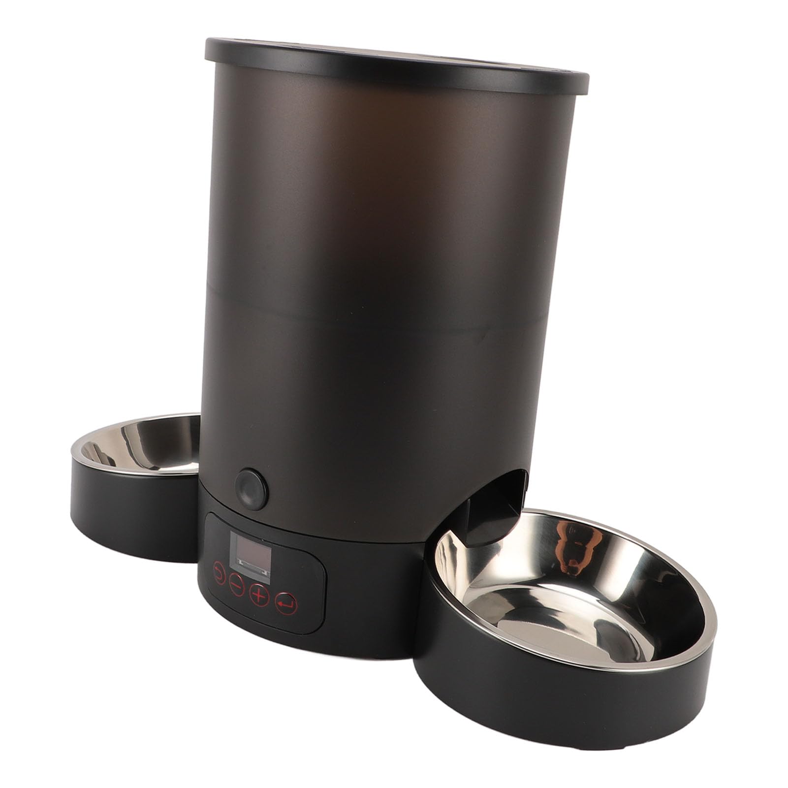 Comedero Automático para Gatos Gran Capacidad Doble Tazón Fácil de Limpiar Dispensador de Alimentos Temporizado para Gatos y Perros Acero Inoxidable 3L (Negro)
