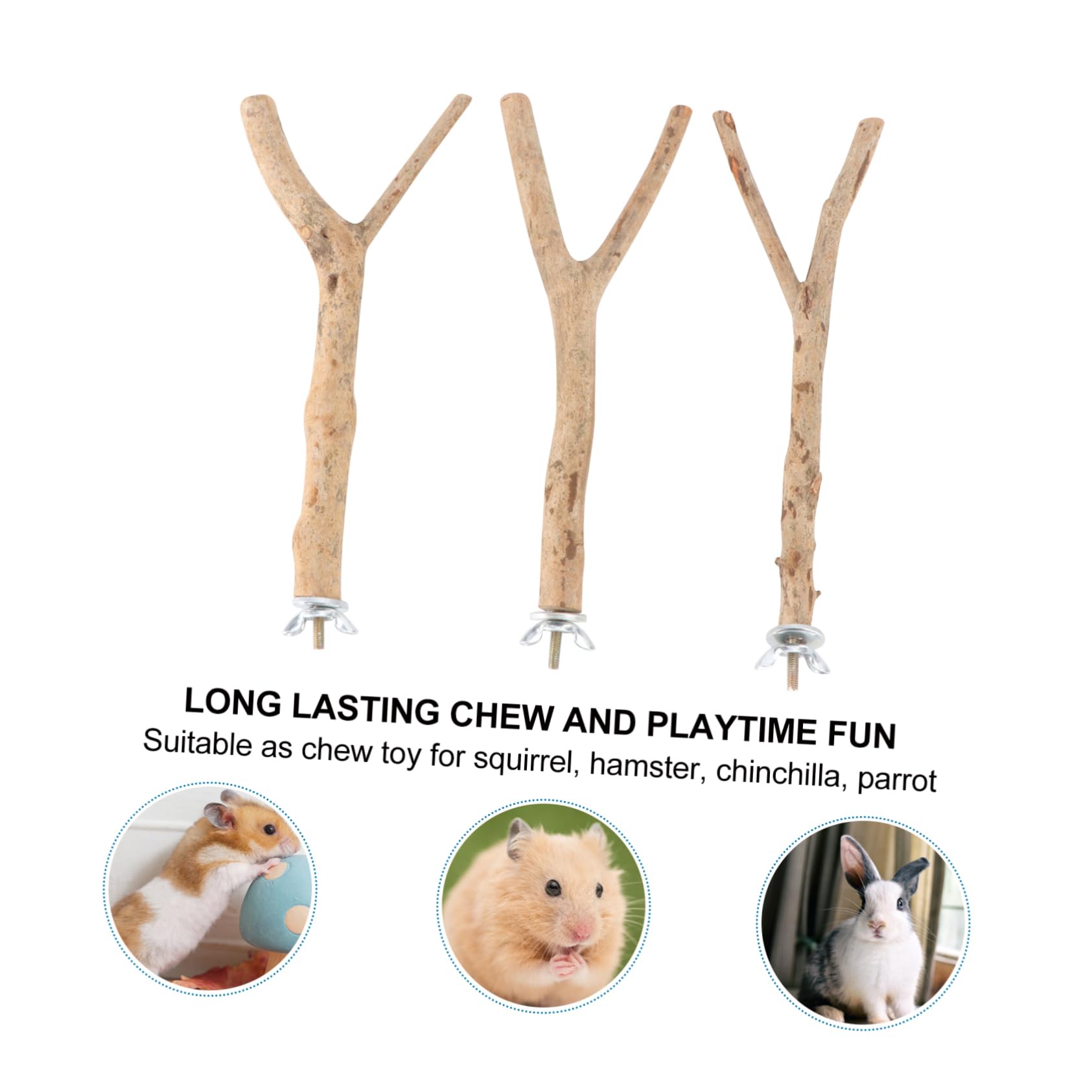 ifundom 3Pcs Bird Grinding Stand Perch with Teething Stick for Climbing Chewing Beak Maintenance Random Shapes for Parrots Cockatiels Budgies and More