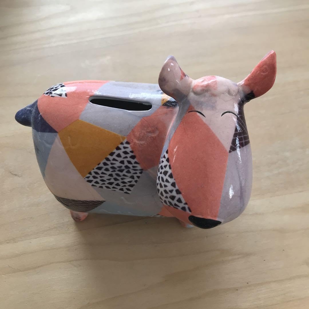 Amazon.co.jp: 陶器製貯金箱キャップゴムがねじれています。お金を入れ 