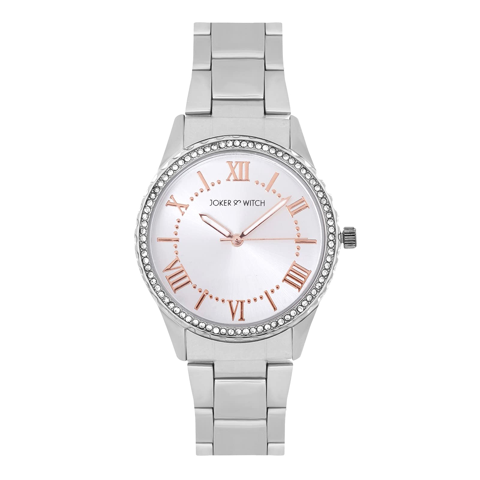 Joker & Witch Adrenalina Silver Sunray Dial Dual Tone Stainless Steel Analogue Watch for Women (B0C5MX68YN) Amazon Price History, Amazon Price Tracker