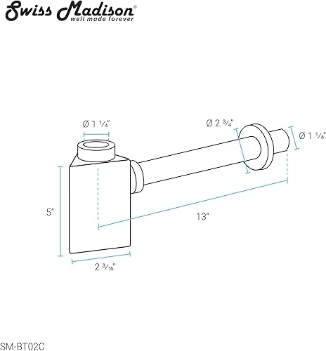 Vista 36 de Swiss Madison Well Made Forever SM-BT01G, drenaje de trampa para botellas, color dorado Oro