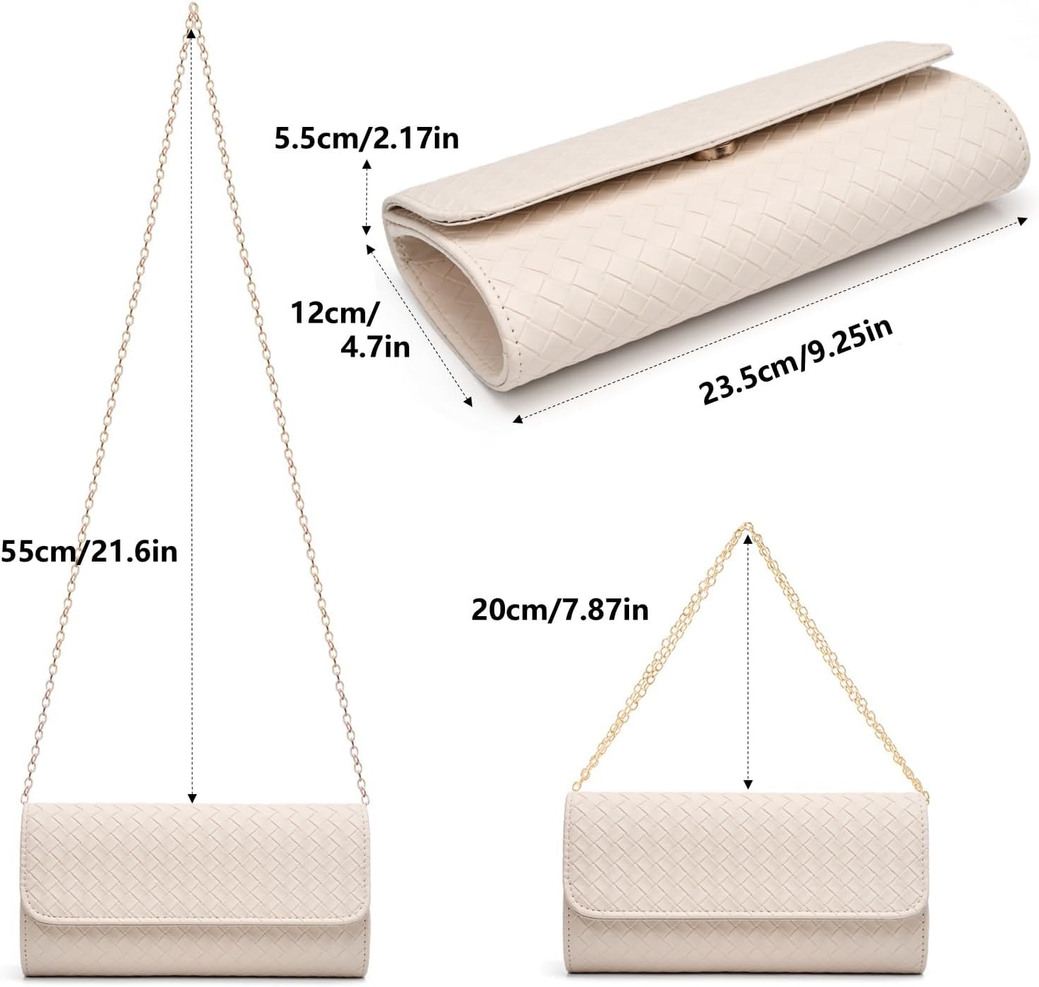 Gurina Woven Texture PU Clutch Purse for Women - Sleek Evening Bag, Perfect for Formal Events, Weddings & Cocktail Parties - Image 6