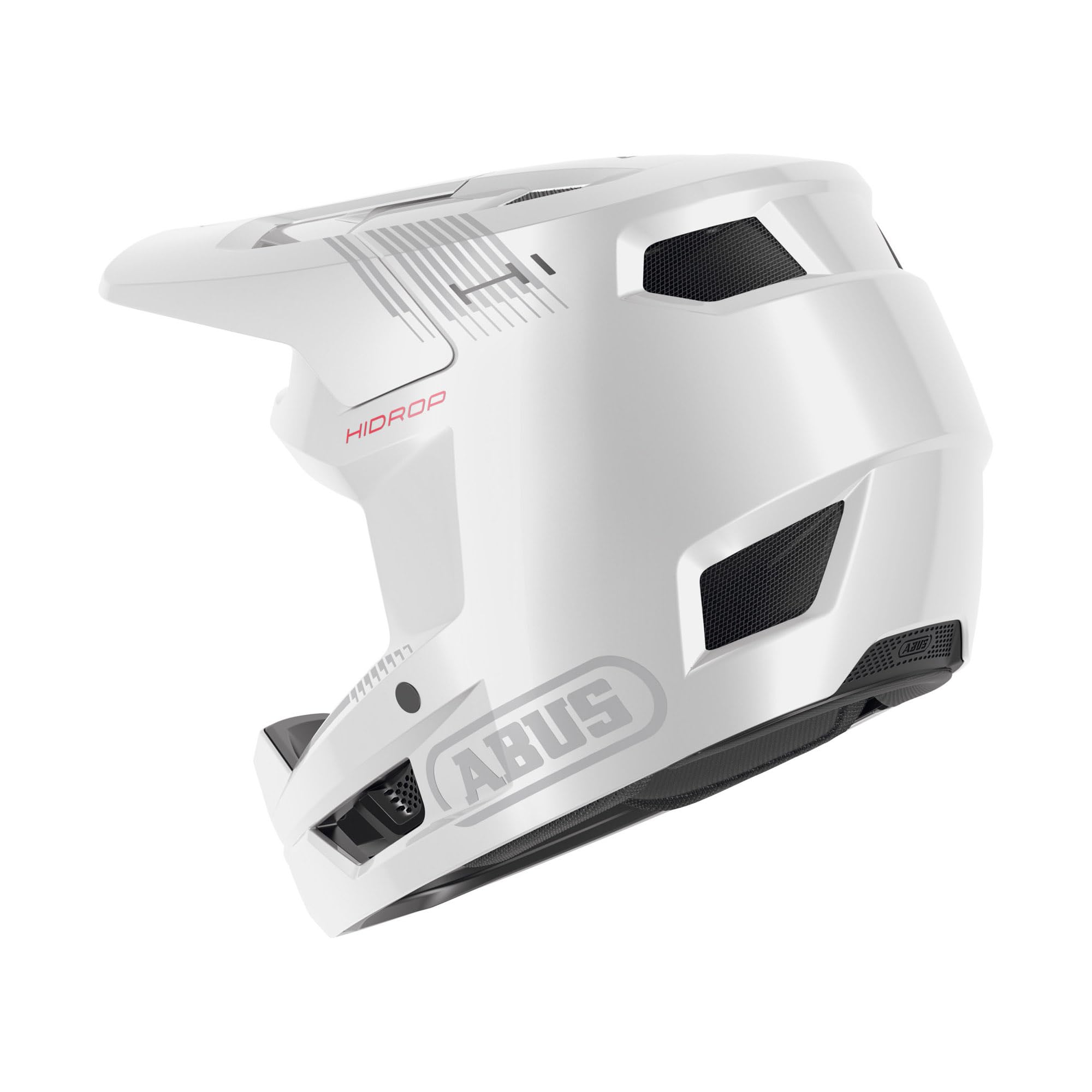 ABUS Kask Downhill HiDrop, Fullface, błyszczący biały, Rozmiar L | Kask rowerowy z certyfikatem ASTM i skorupą ABS do MTB, Downhill, Enduro i Bikepark