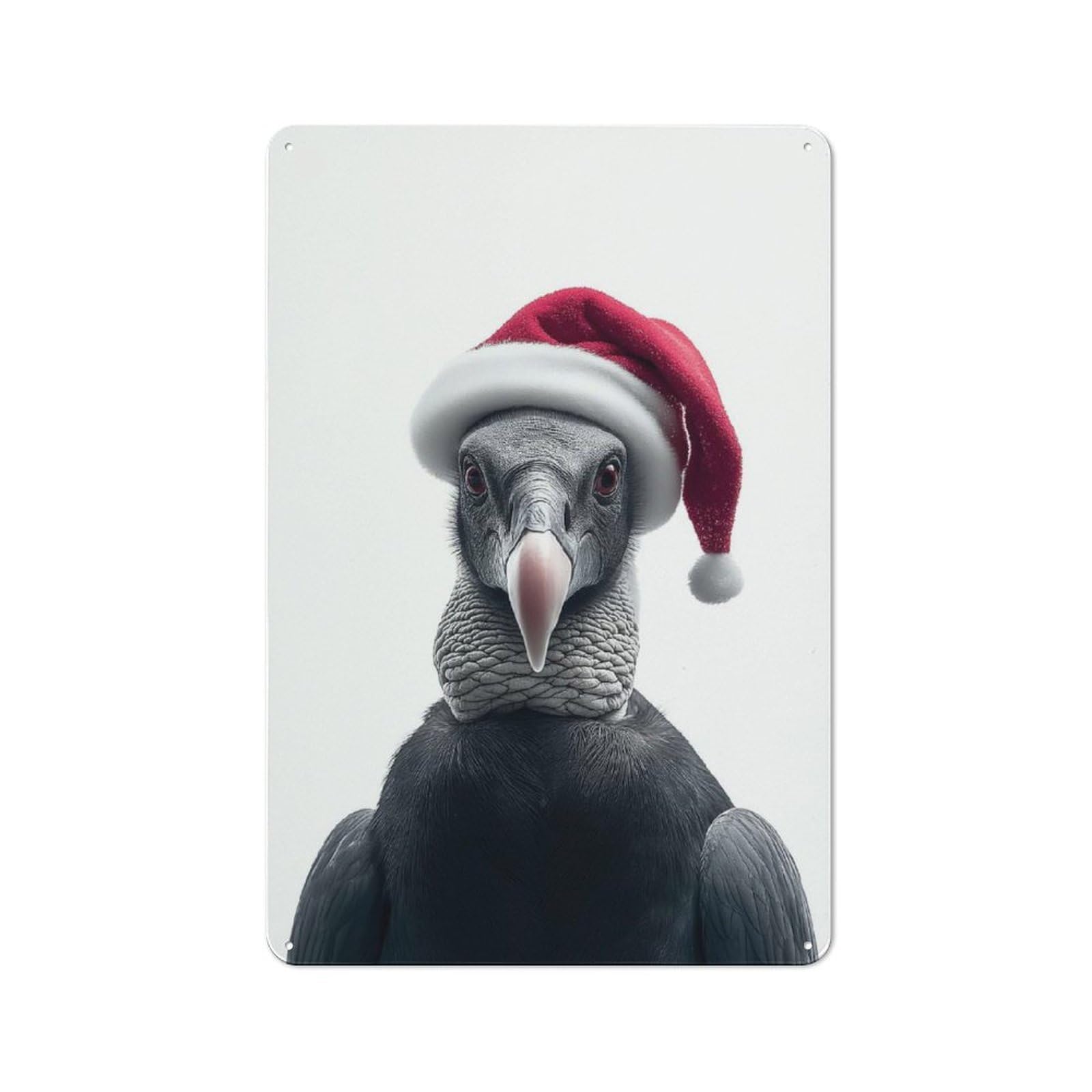 Junmoney Andean Condor Wearing A Santa Hat Rustic Tin Sign 30X20cm Featuring For Bar Or Restaurant, A Housewarming Gift For Bar Decor Enthusiasts
