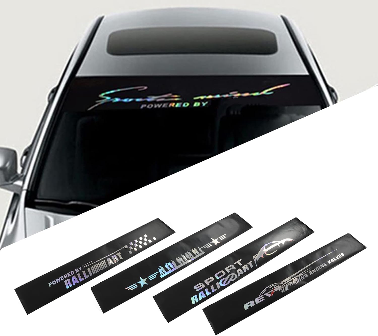 Keenso Front Decal Sticker, Colorful Reflective Universal Front Decal Sticker for Most Vehicles 130x21cm 51.2 X 8.3in(ralli Rat) Lamination Lamination