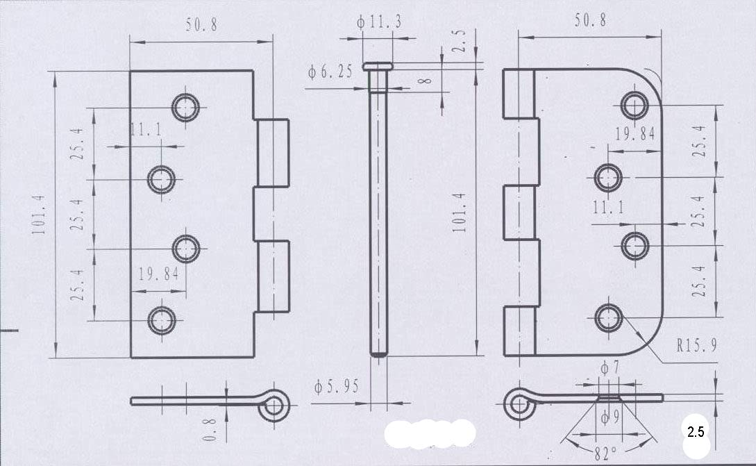 Richelieu Hardware 4" (102 mm) Full Mortise Butt Hinge, Combination 5/8" Radius, 81822ABB, 3-Pack, Antique Brass