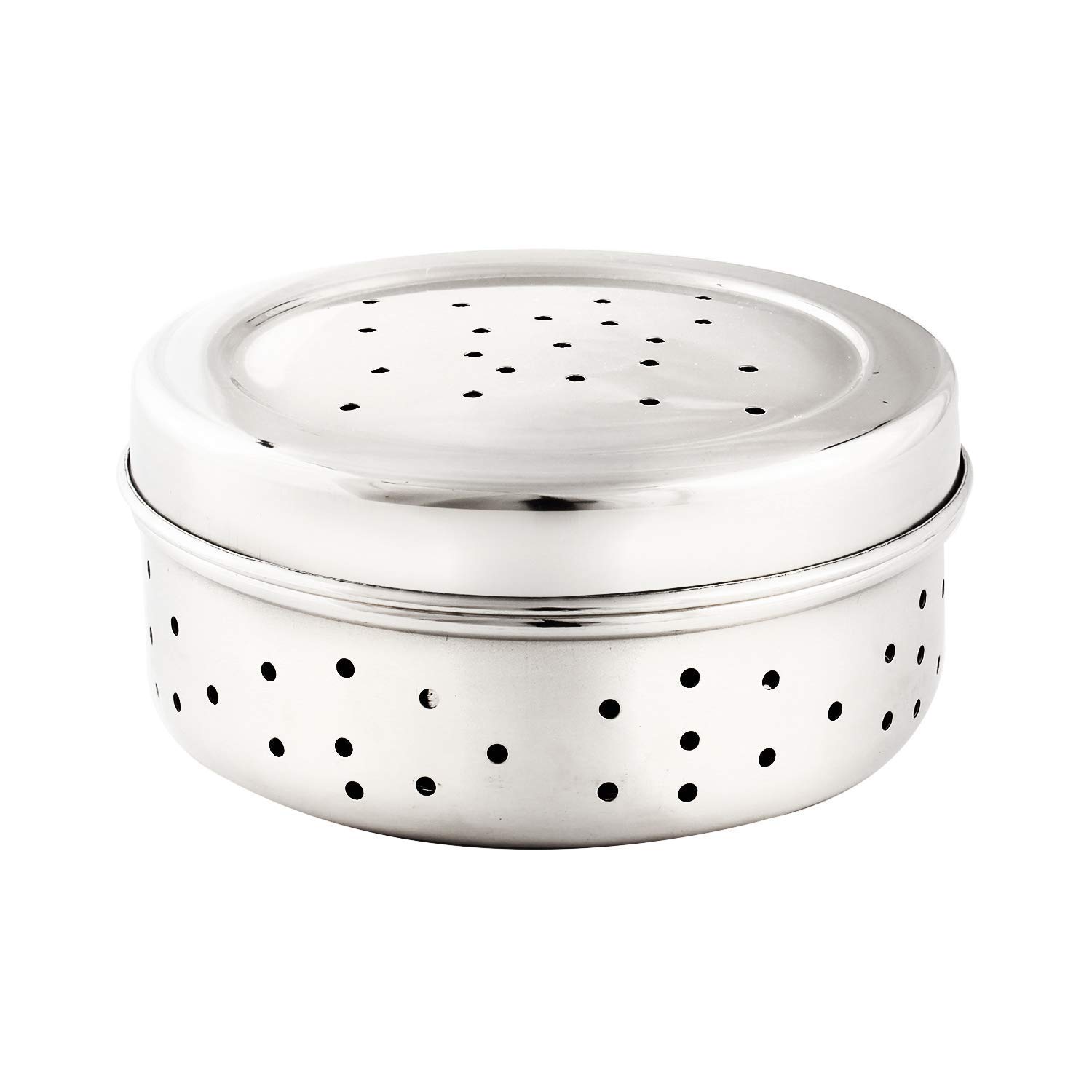 SVS ONLINE Stainless Steel Hole Puri Dabbas Flat Canisters With Air