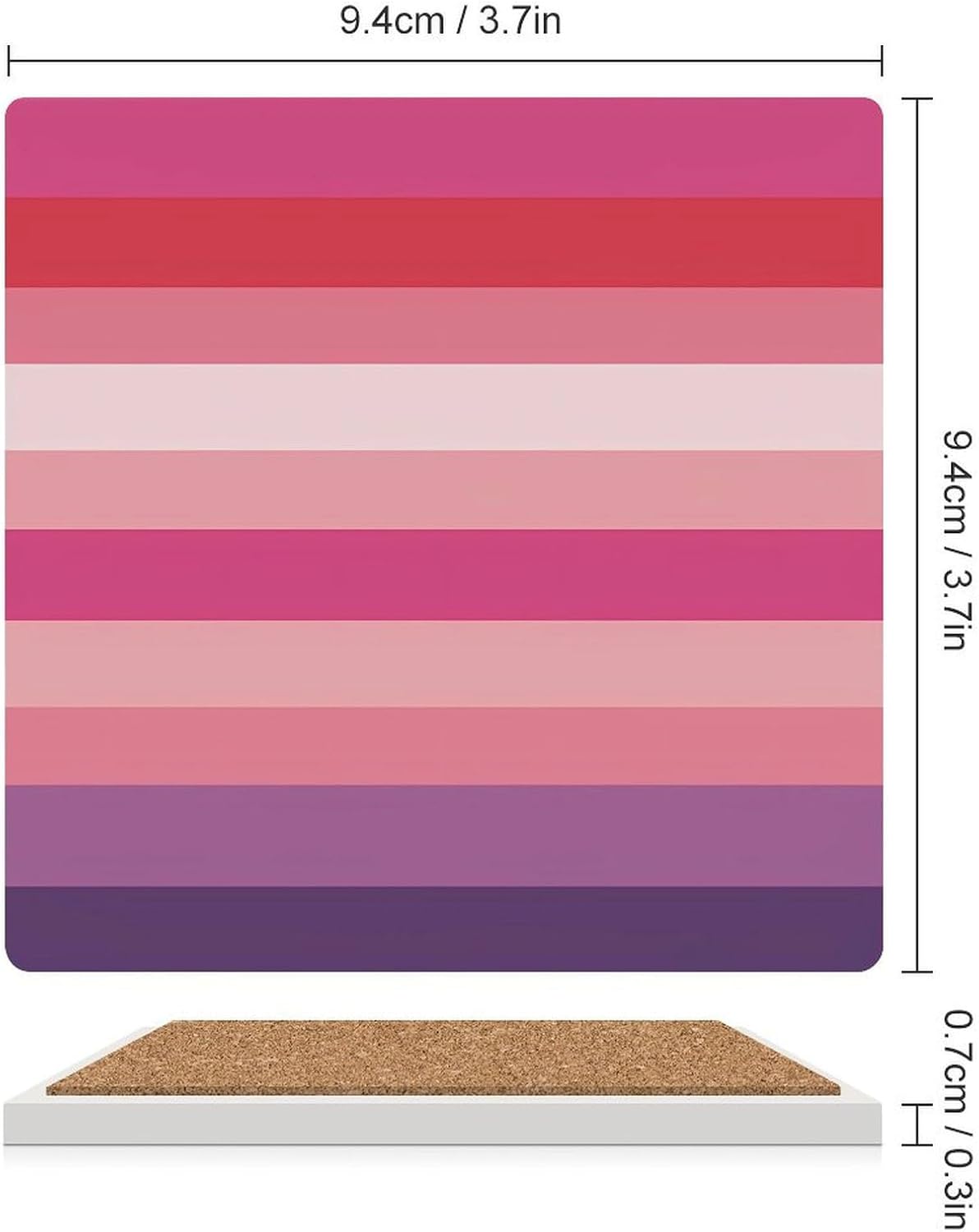 Lesbian Pride Flag Coaster for Drinks Square Ceramic Table Coasters Stone Mat Crafts 6PCS Home Kitchen Decor