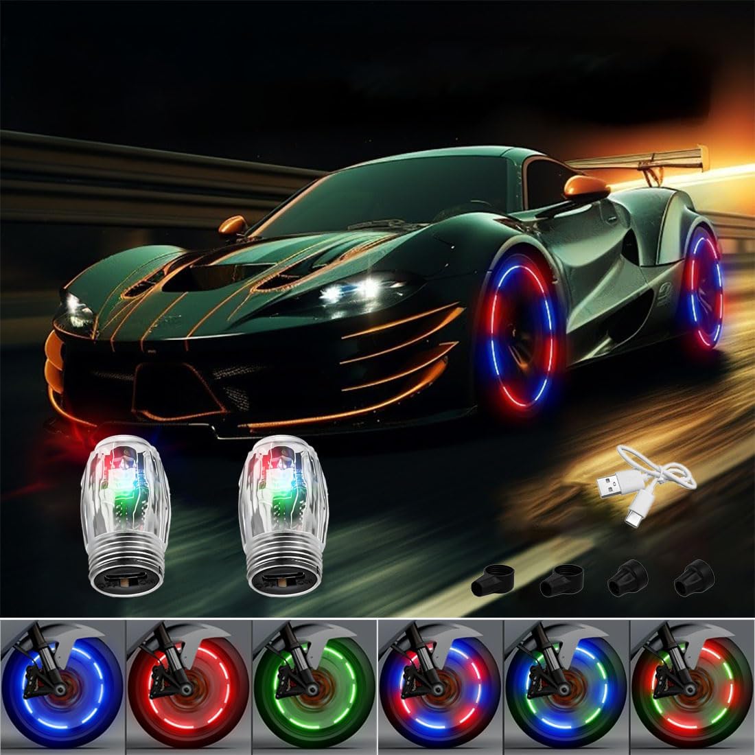Car Tire Wheel Lights,Tire Valve Light,Car LED Lights,Car Atmosphere
