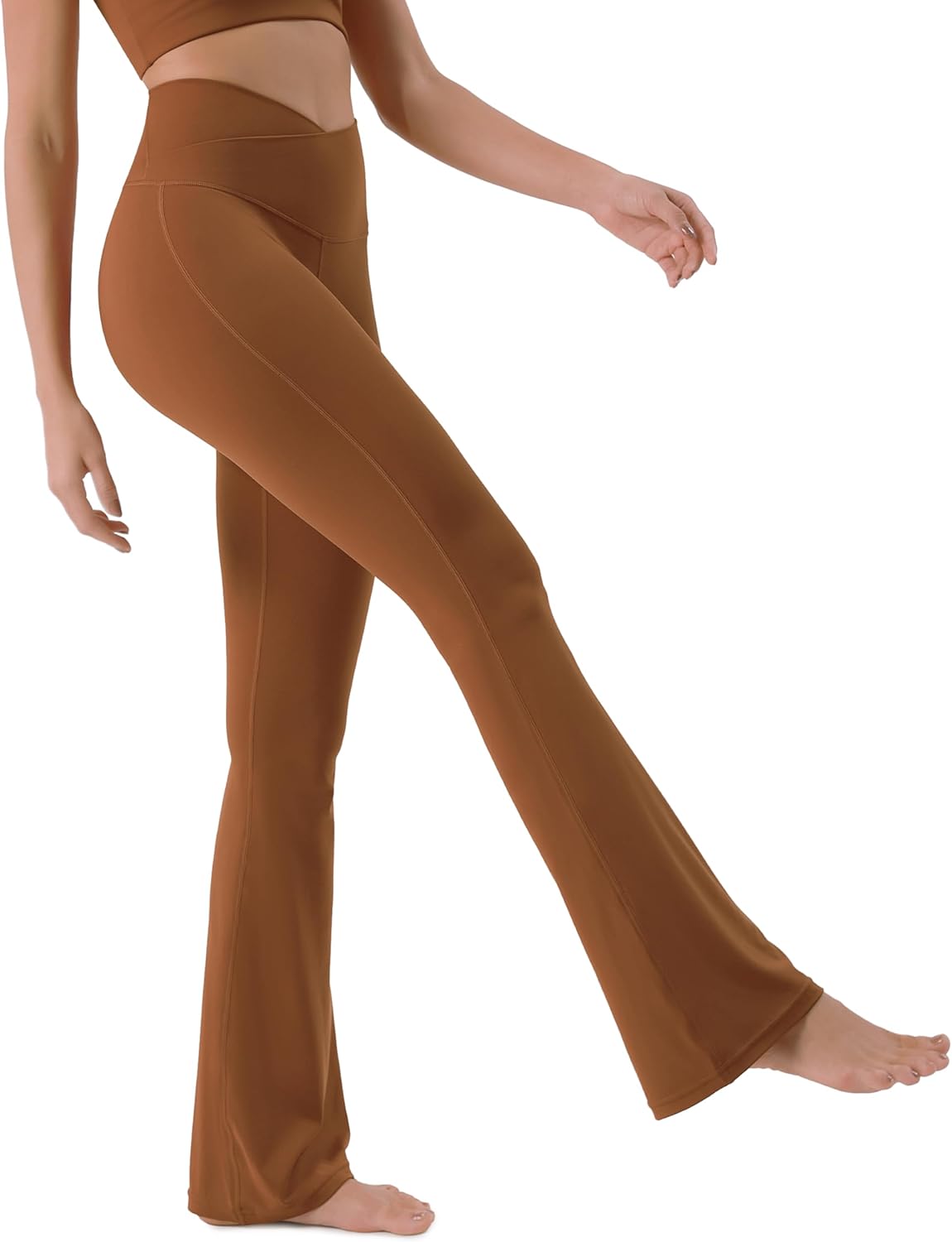 ODODOS Cloud Feeling Crossover High Waist Flared Pants for Women, Bootcut Yoga Pants with Back Pocket-30/32″ Inseam