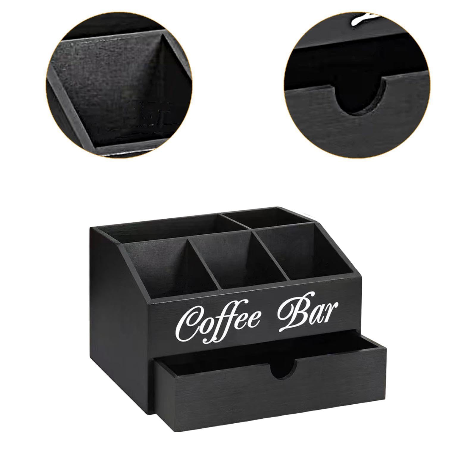 Organizador de Estación de Café, Organizador de Cápsulas de Café con Compartimentos Espaciosos, Cesta de Madera para Condimentos, Dispensador de Té, a, Style B, Individual