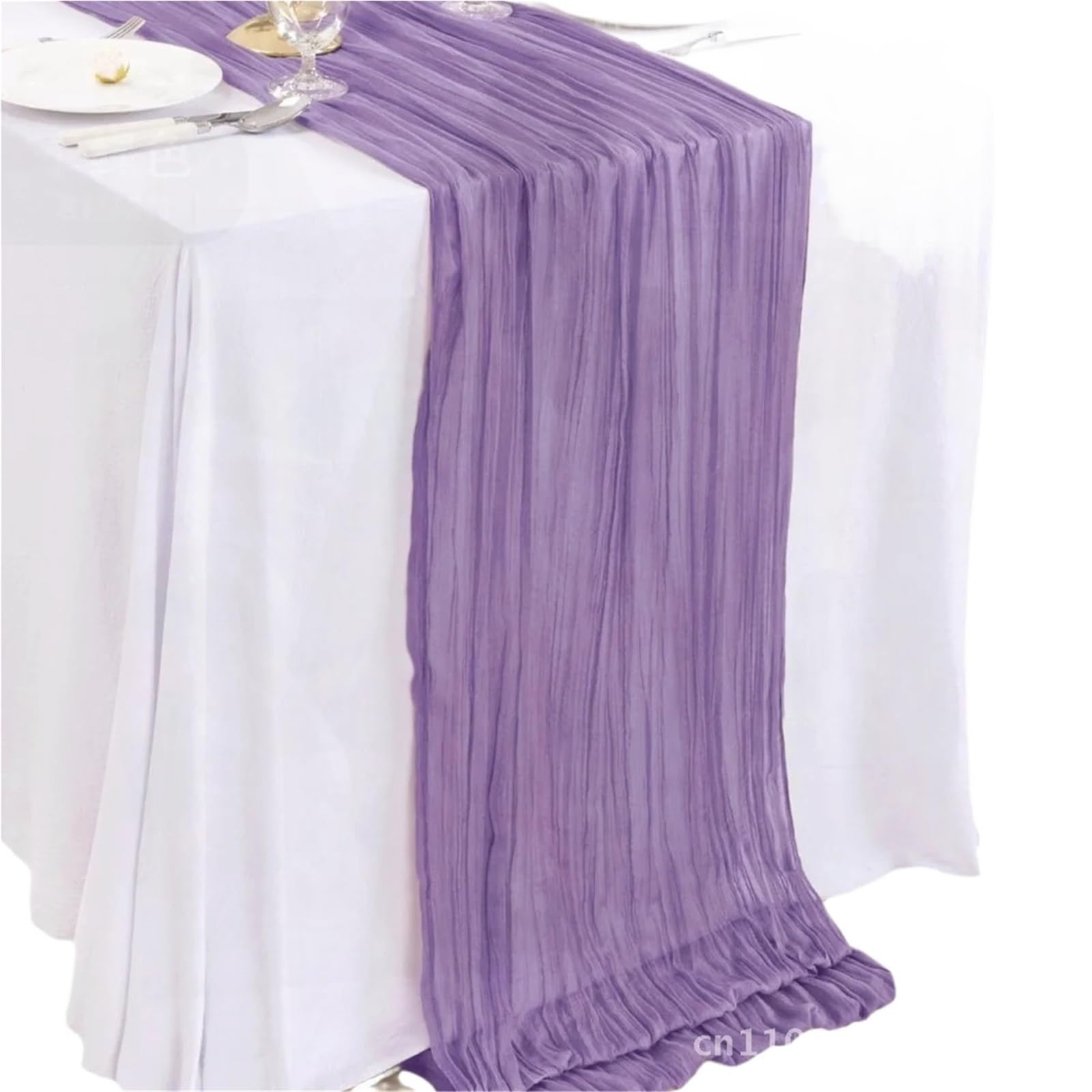 Pleated Transparent Tablecloth Cheese Table Runner Light Blue Coral Peach Wedding Thanksgiving Christmas
