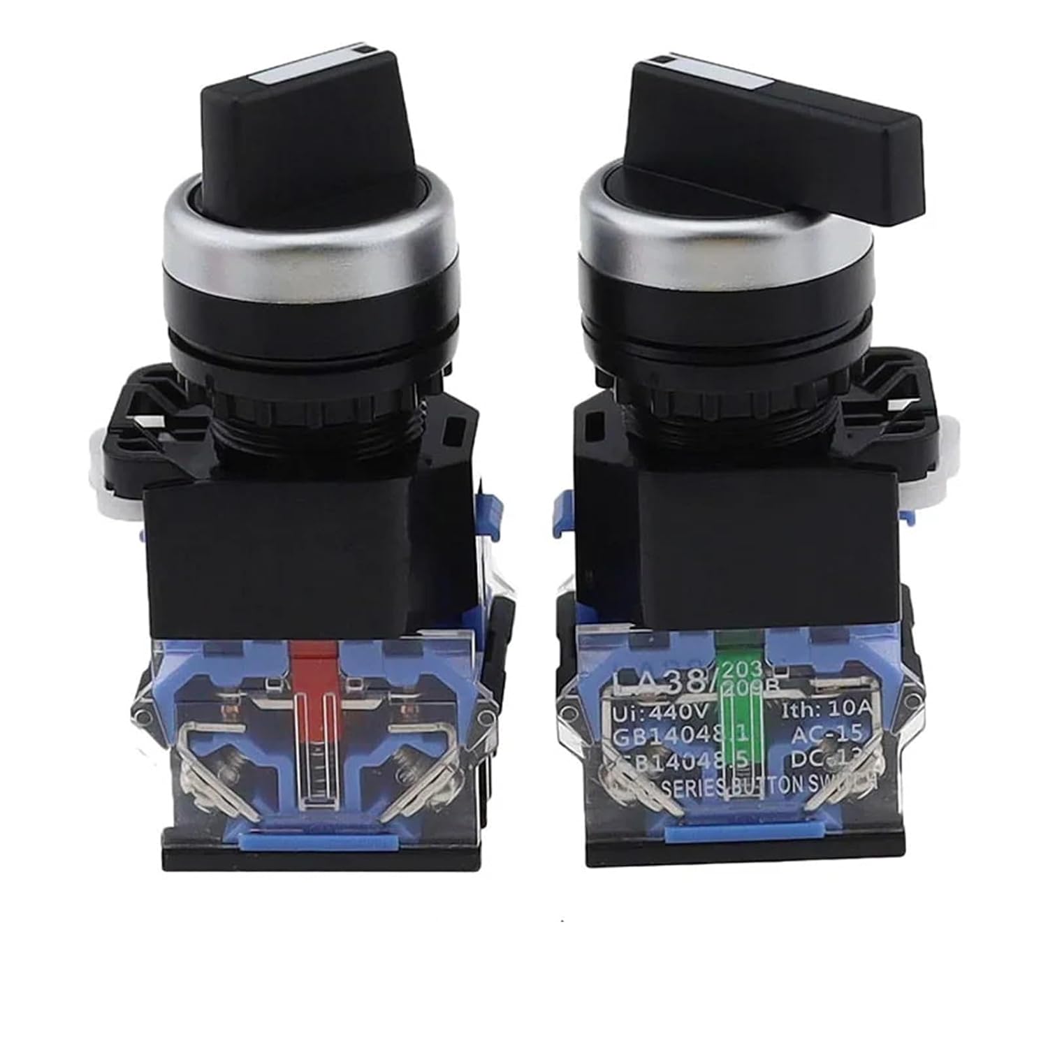 Silver Contact 22mm 2/3 Positions Rotary Button Switch Selector Switches LA38-11X2 20X3 1NO 1NC/2NO 2NC 1Pcs(Brown,Self-Locking)