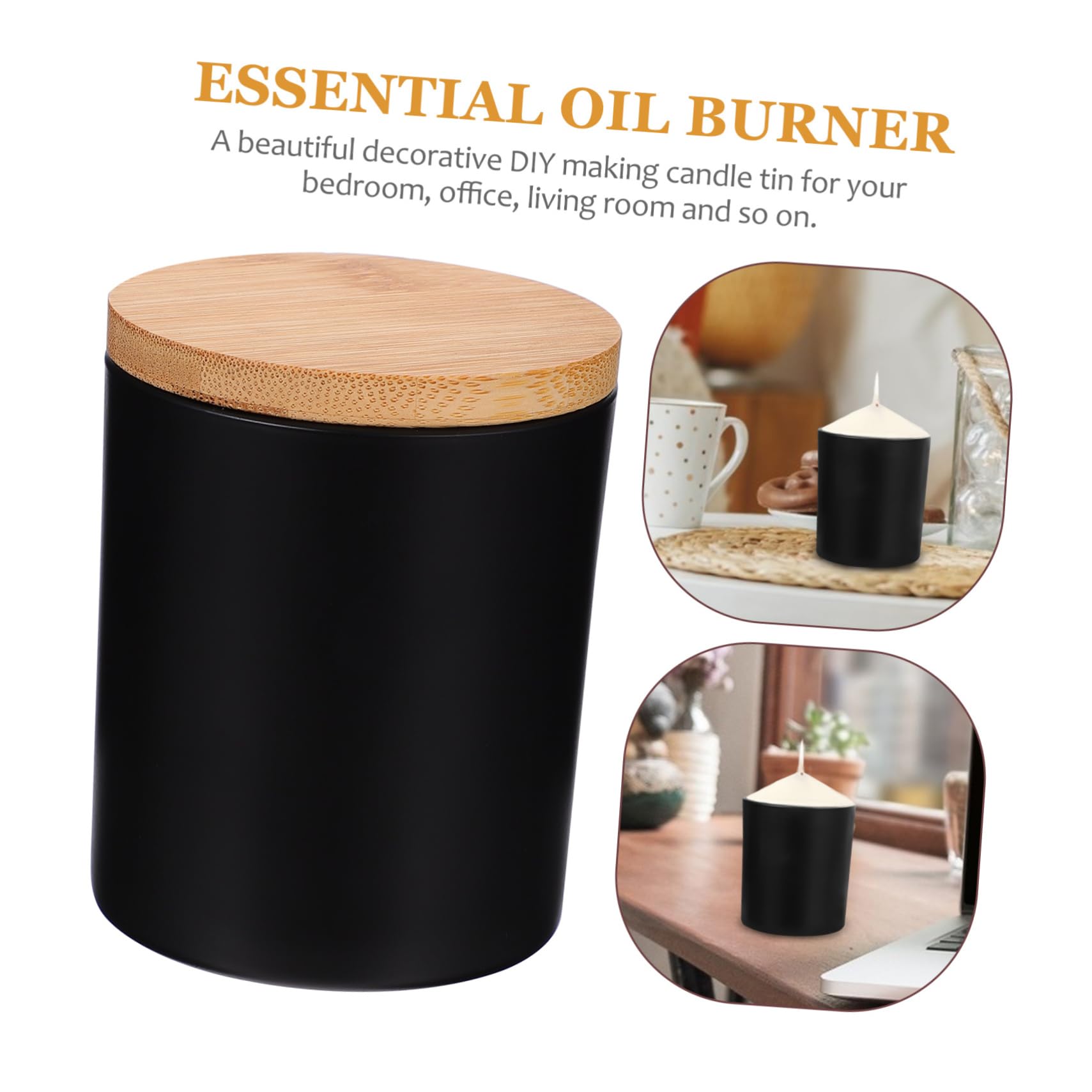Hemobllo Barattolo per Candele Profumate in Vetro Nero, 4 Set