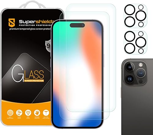 Supershieldz (2 unidades) Diseñado para iPhone 15 Pro (6.1 pulgadas) + protector de pantalla de vidrio templado para lente de cámara, antiarañazos,