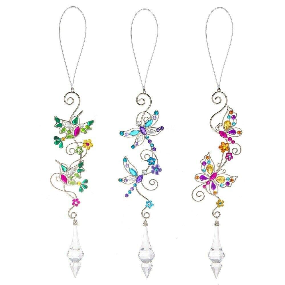 Crystal Expressions Acrylic 11" Enchanting Garden Pendant Ornaments ACRY-701 3-Piece Set