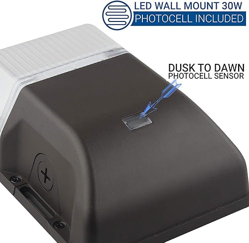 Miniatura 2 de dephen Paquete de pared LED de 30 W, fotocélula del atardecer al amanecer, iluminación exterior 4050lm 5000K, paquete de pared LED 100-277Vac 150W