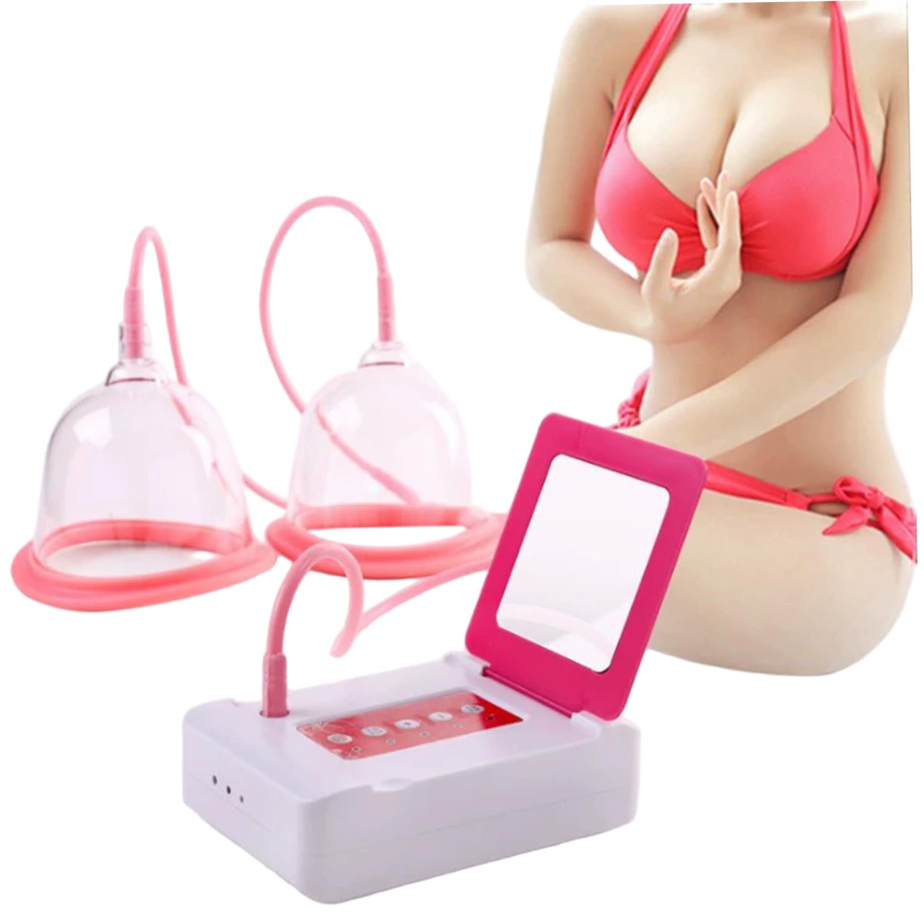 1 ensemble de masseur de sein, machine électrique d'amélioration du sein anti-affaissement avec 2 modes, appareil soin massage poitrine à domicile respectueux la peau, D..