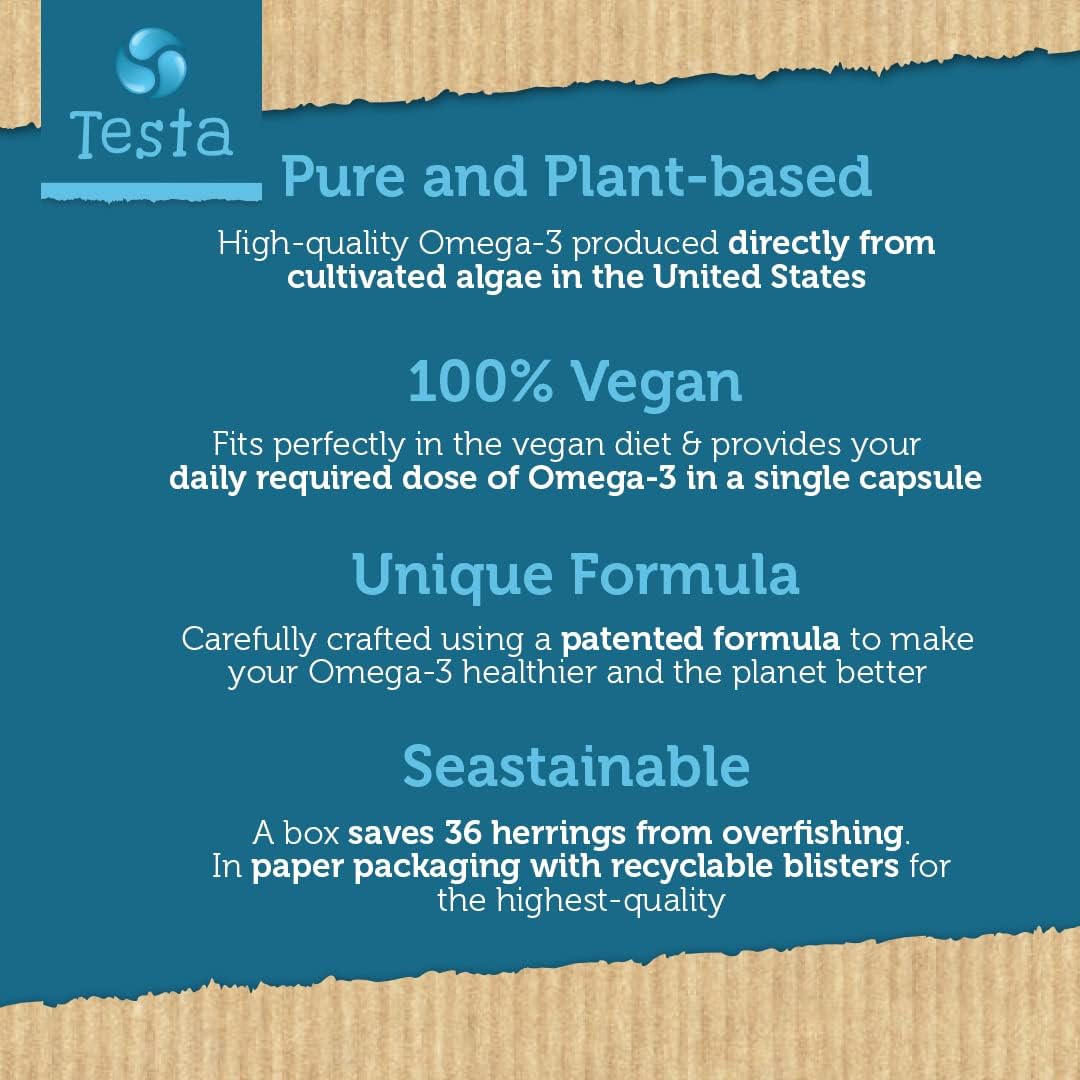Vegan Omega 3 Krill Supplement – DHA, EPA, Astaxanthin + Phospholipids - 2X More Omega-3 Than Krill Oil - Best Absorption - Supports Heart, Brain, Eyes, Joint Health - Made from Algae - 60 Softgels