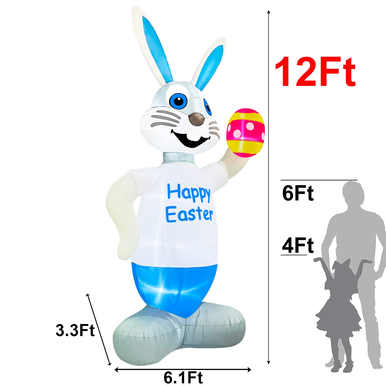 Inflable De Pascua 6FT Tall Easter Inflatables Bunny Popping Out Of Egg ...