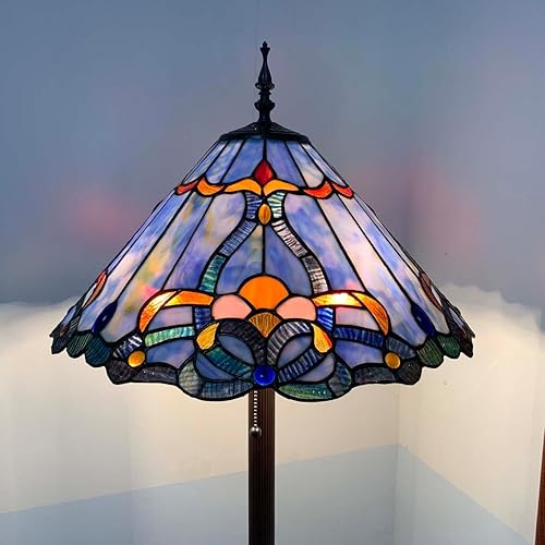 Miniatura 4 de Bieye L10687 Lámpara de pie barroca estilo Tiffany para sala de estar, decoración del hogar, 3 luces, 18 pulgadas de ancho x 63 pulgadas de alto