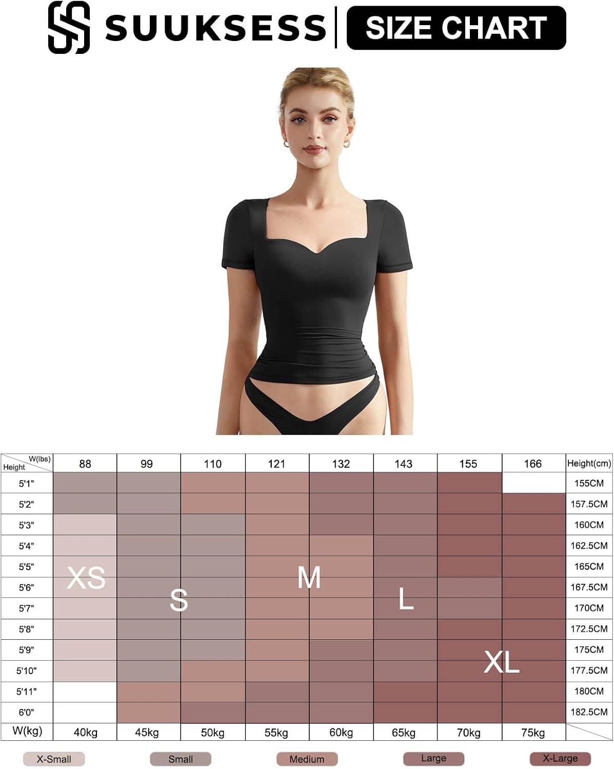 SUUKSESS Women Double Lined Fitted Basic Tee Sweetheart Neck Short Sleeve Y2K Crop Top - Image 7