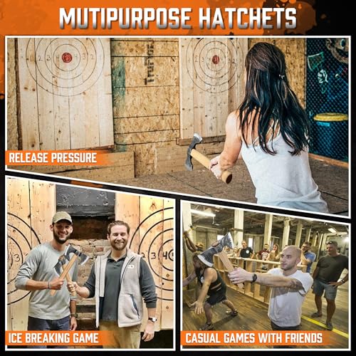 Dream Reach Throwing Hatchets 2 Pack, Professional 16\" Throwing Tomahawk Axe Throwing Game for Backyard, Hand Forged Double Sided Viking Throwing Axe Set for Adults for Competition and Recreation - Thumbnail 6
