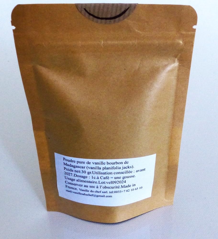 Czysty proszek waniliowy Bourbon, 30 Gr. saszetka długa do przechowywania, bez cukru, bez glutenu.