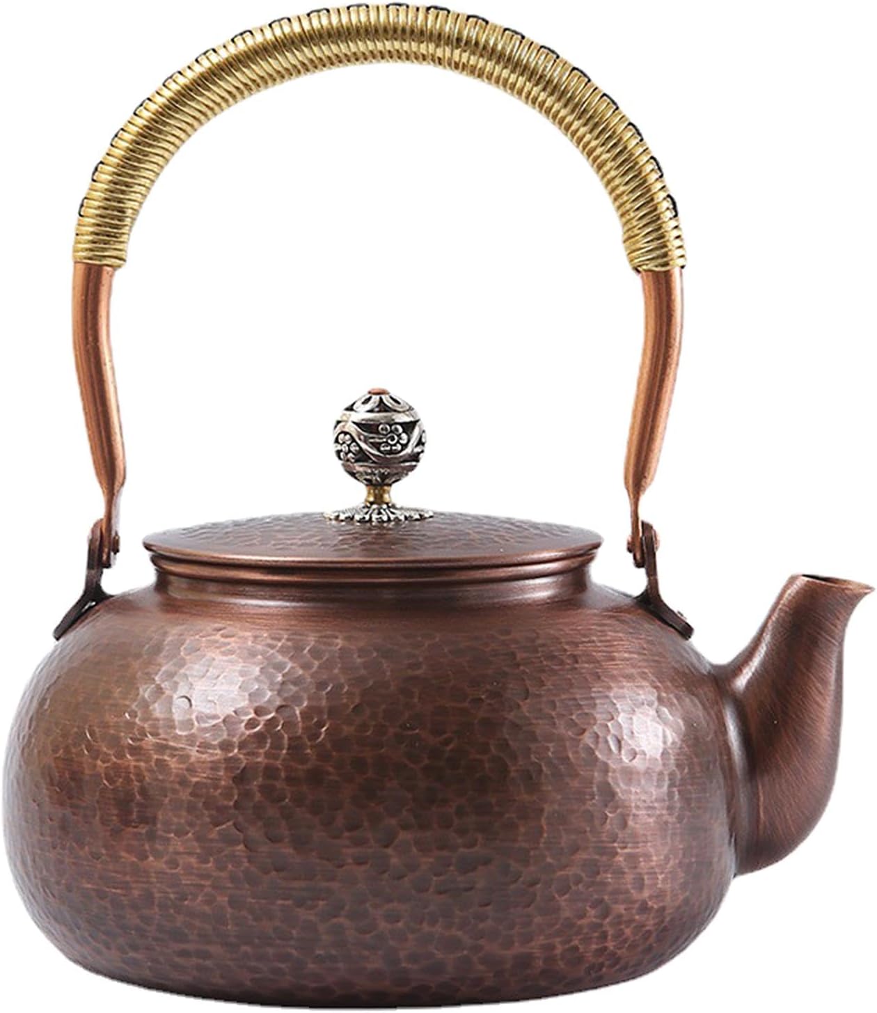 Generic Copper Teapot Whistling Kettle 1.2L Tea Kettle Teawear for Restaurant Kitchen Hiking, 16x9cm, Brown