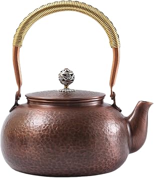 Copper Teapot Kung Fu Teapot 1200ml Portable Tea Maker Teawear Tea Kettle for Outdoor Home Tea House Camping Hiking