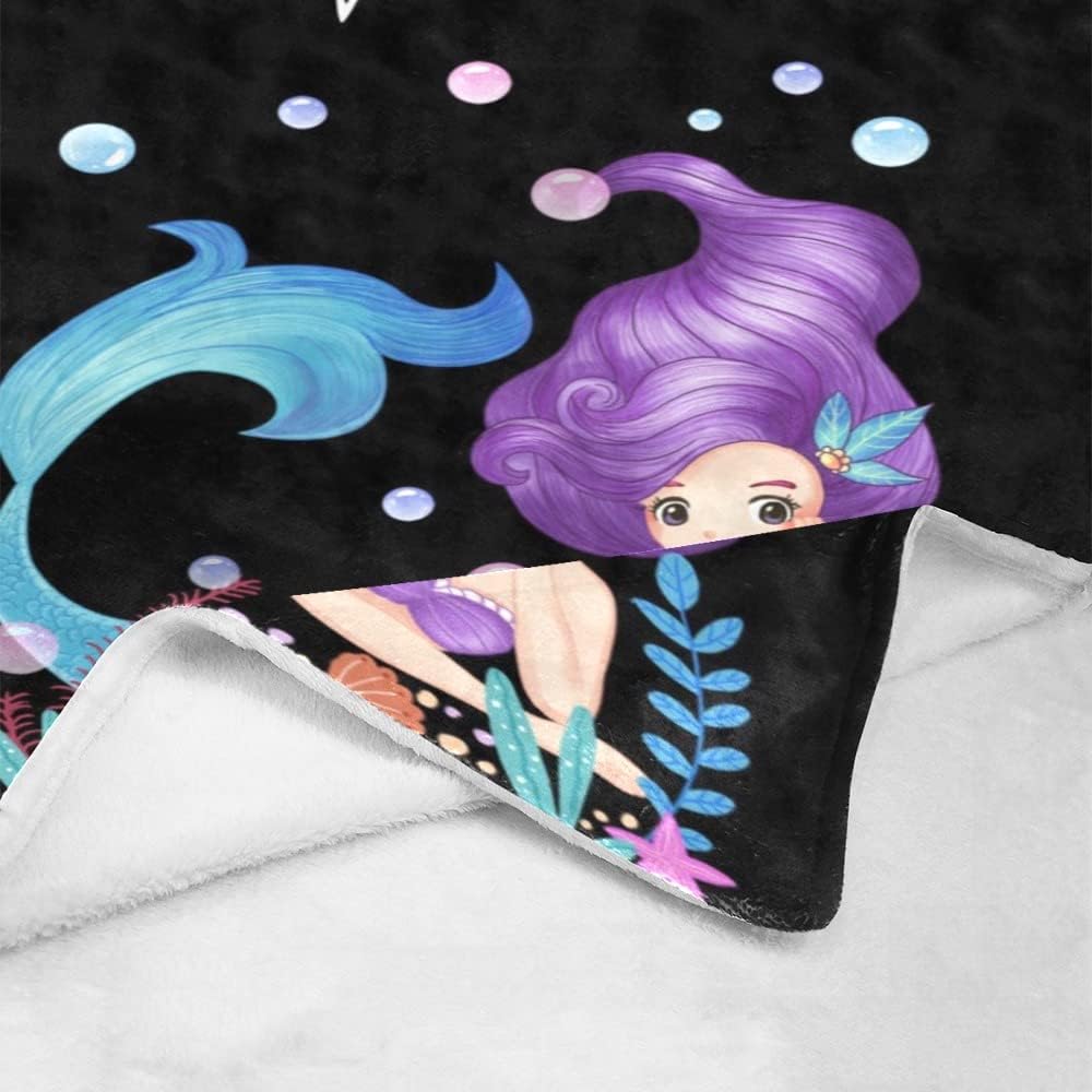 Mermaid Blanket Personalized for Baby Girl Soft Throw Blanket with Name 50" x 60"